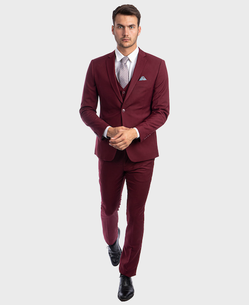 Burgundy Ultra Slim Fit 3-Piece Prom Suit