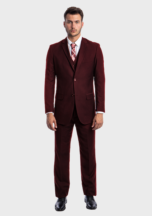 burgundy 3 piece suit