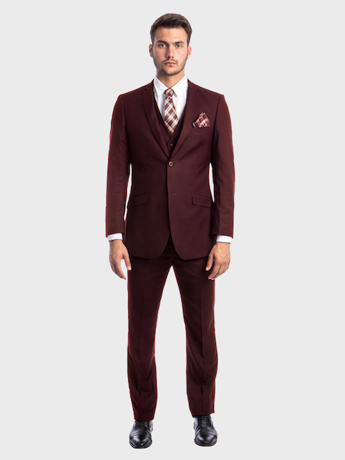 burgundy 3 piece suit