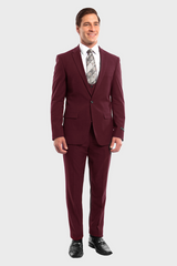 burgundy 3 piece suit