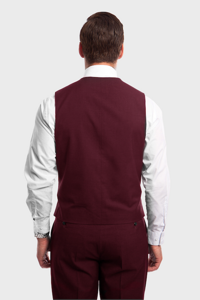 Burgundy 3 Piece Peak Lapel Suit
