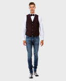 Burgundy Tweed Collared Vest