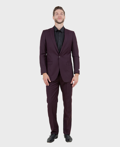 Vanderbilt Collection - Classic 2 Piece Suit 2 Buttons Regular Fit In Burgundy M Vanderbilt Collection - Classic 2 Piece Suit 2 Buttons Regular Fit In Burgundy M