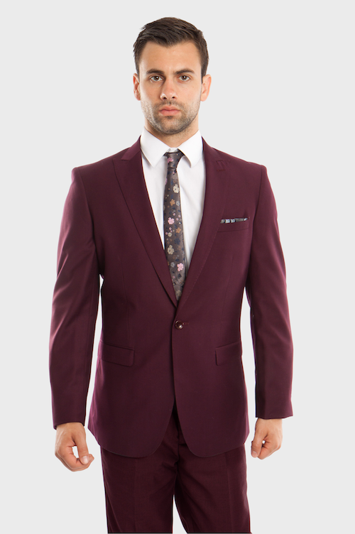 Burgundy One Button Slim Fit Suit