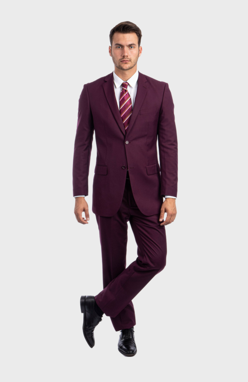 Burgundy 2 Button Twill Modern Fit Suit