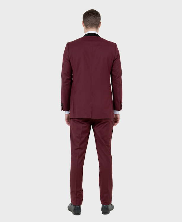 Burgundy 1 Button Peak Lapel Tuxedo