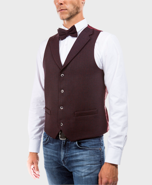 burgundy tweed waistcoat 