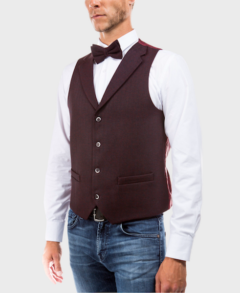Burgundy Tweed Collared Vest