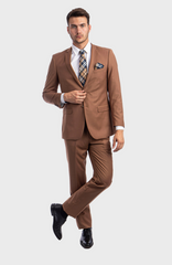 Two Button Caramel Slim Fit Suit