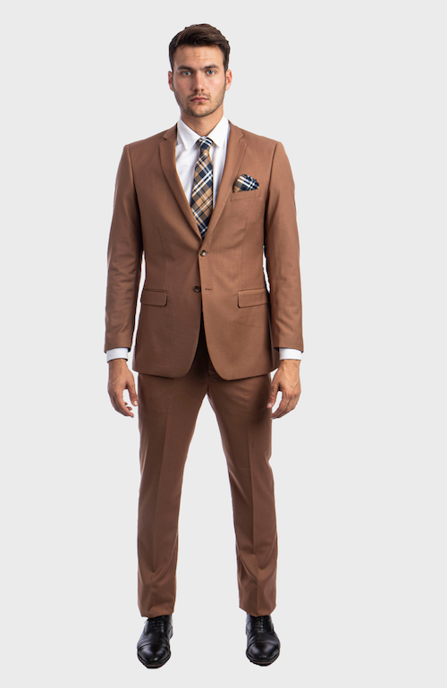 Two Button Caramel Slim Fit Suit