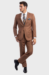 Two Button Caramel Slim Fit Suit