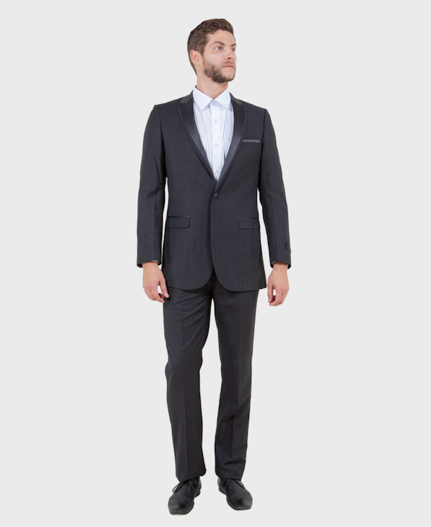 Charcoal 1 Button Peak Lapel Tuxedo