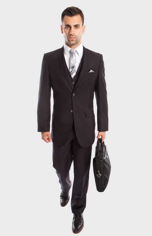 Charcoal 3 Piece Slim Fit Vested Suit