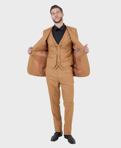 Coffee Brown Sharkskin Three Piece Suit