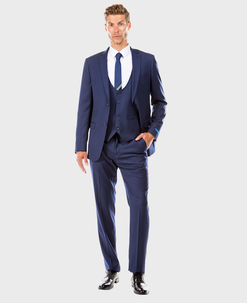 Dark Blue Pinstripe Hybrid Fit 3 Piece Suit