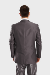 Dark Grey Shiny Vested Suit