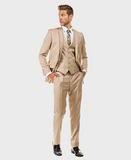 Dark Tan 3 Piece Shiny Sharkskin Suit