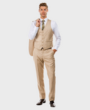 Dark Tan 3 Piece Shiny Sharkskin Suit