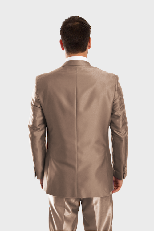 Dark Taupe Shiny Vested Suit