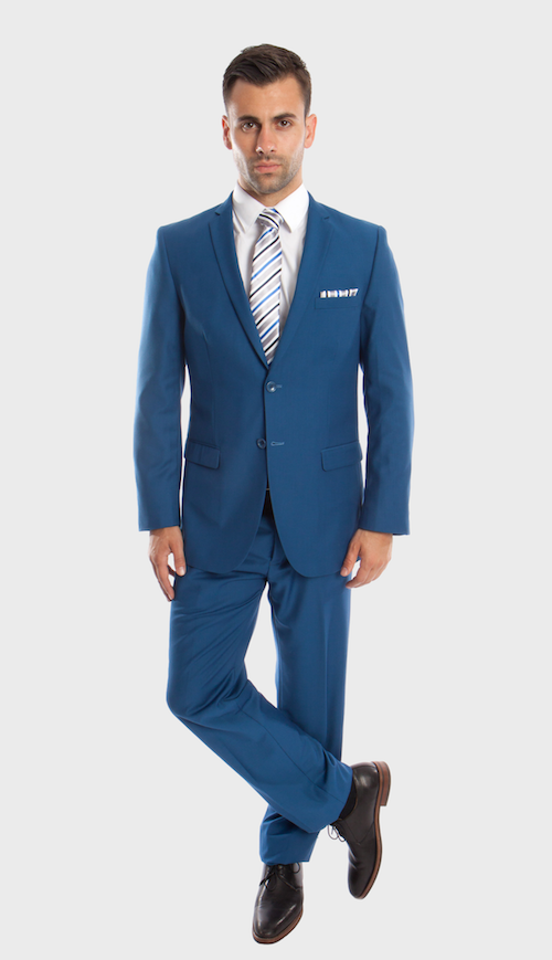 Two Button French Blue Slim Fit Suit