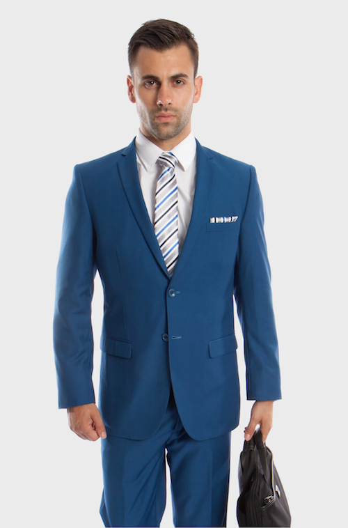 Two Button French Blue Slim Fit Suit