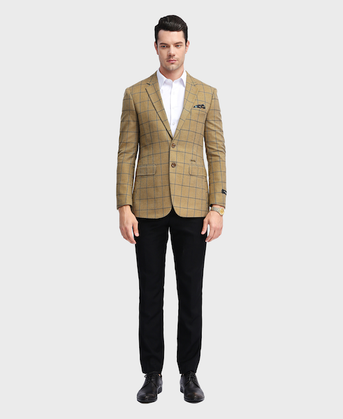 gold plaid blazer men