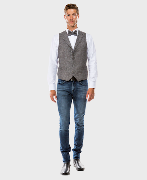 gray mens tweed vest