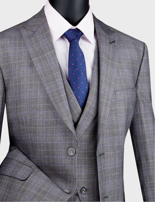 gray plaid 3 Piece suit