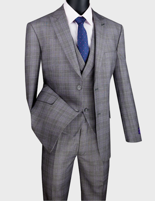 gray plaid suit