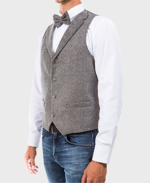 Gray Tweed Collared Vest