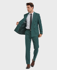 Hunter Green Pinstripe Double Breasted Suit