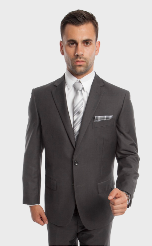 Grey 2 Button Twill Modern Fit Suit