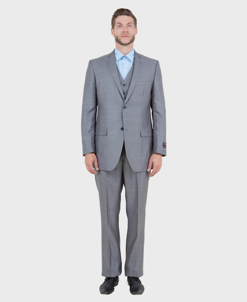 Grey Sharkskin Modern Fit 3-Piece Suit