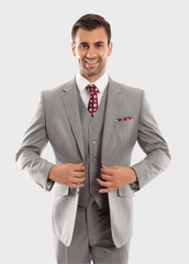 Grey Wool Modern Fit 3 Piece Suit