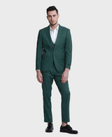Hunter Green Sharkskin 3-piece Peak Lapel Suit