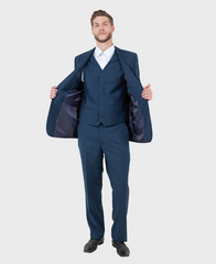 Indigo Blue Wool Modern Fit 3 Piece Suit