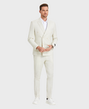 Ivory Double Breasted Linen Suit