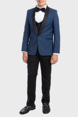 Boys Shawl Collar Blue Tuxedo