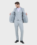 Light Grey 3 Piece Shiny Sharkskin Suit