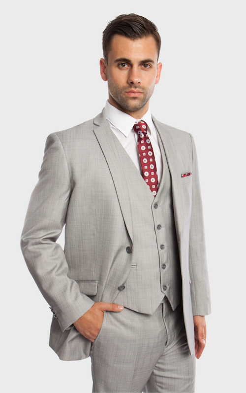 light grey prom suit 