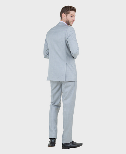 Light Grey 3 Piece Shiny Sharkskin Suit