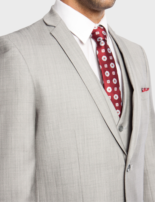 Light Grey 3 Piece Shiny Sharkskin Suit