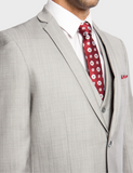 Light Grey 3 Piece Shiny Sharkskin Suit