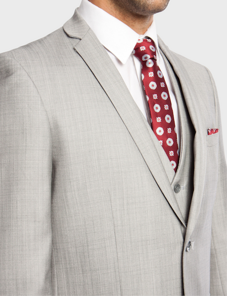 Light Grey 3 Piece Shiny Sharkskin Suit