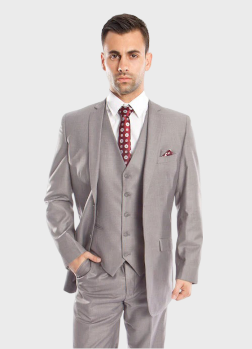 Light Grey Modern Fit 3-Piece Suit