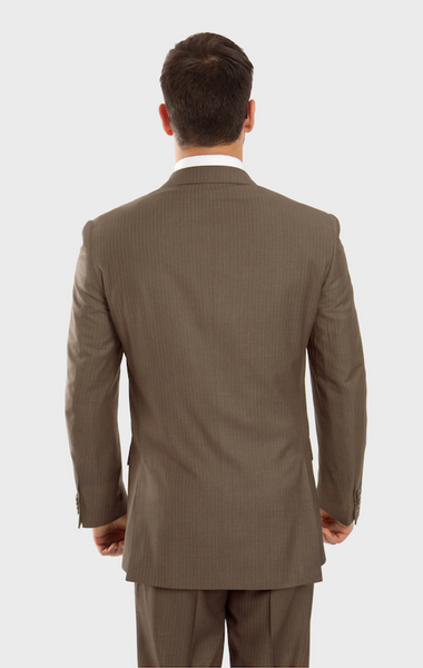 Light Olive 100% Wool Stripe Suit