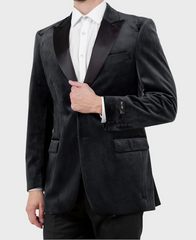 Black Velvet Peak Lapel Blazer