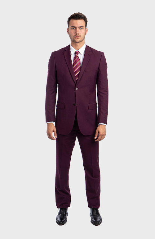 Burgundy 2 Button Twill Modern Fit Suit