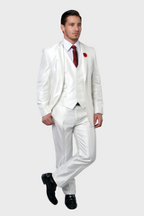 Ivory Shiny Vested Suit