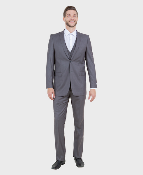 Midgrey 3 Piece Slim Fit Vested Suit